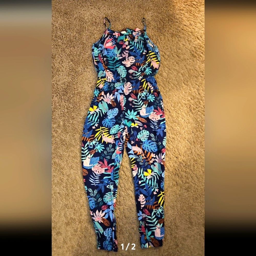 Girls Floral Tropical Romper